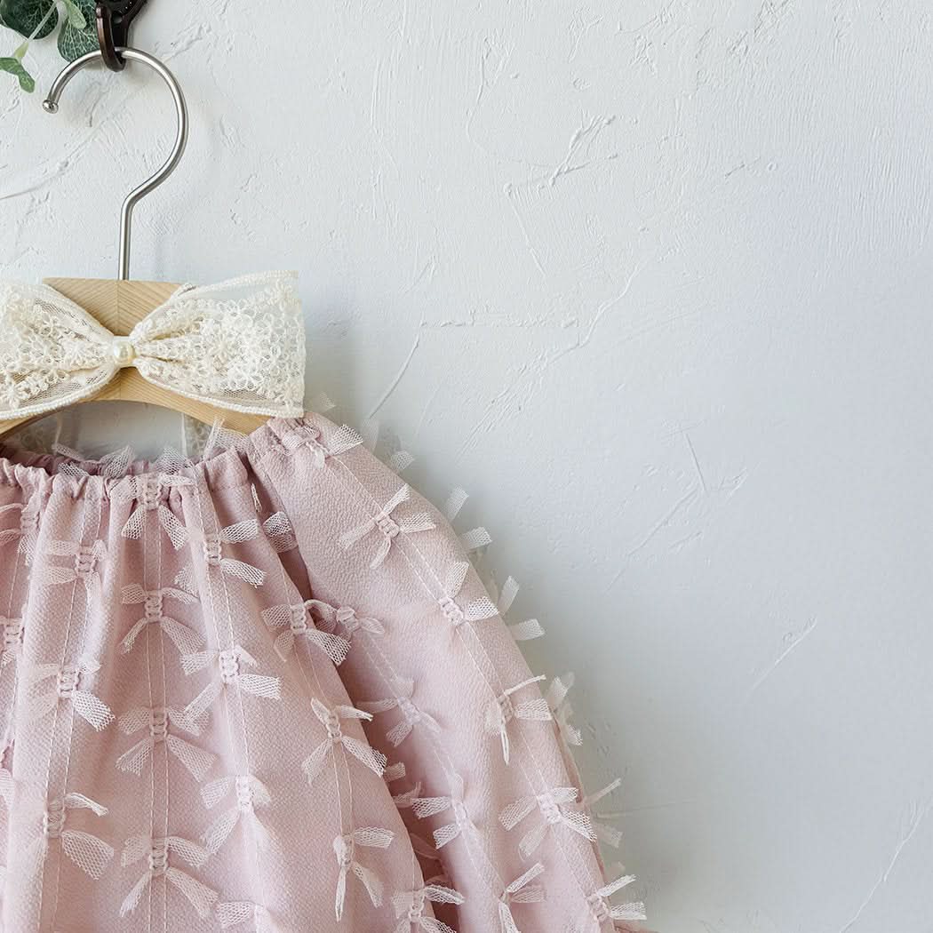 Baby Milk S25 3D Bows Lace Romper (3 - 18m) - Pink kids outfit