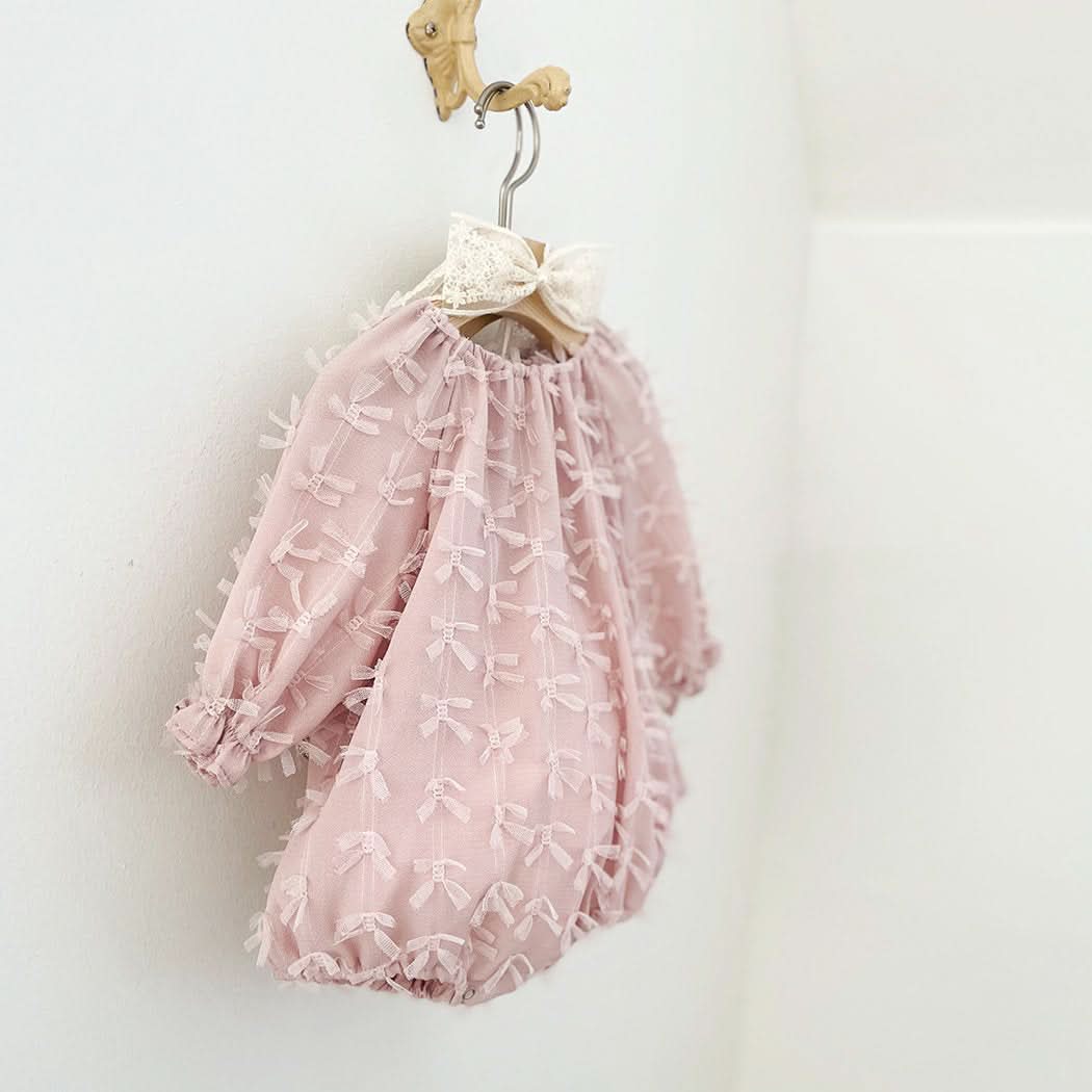 Baby Milk S25 3D Bows Lace Romper (3 - 18m) - Pink kids outfit