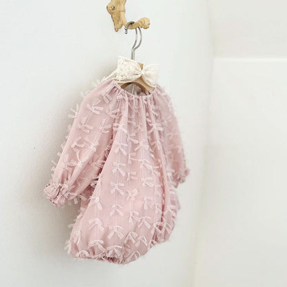 Baby Milk S25 3D Bows Lace Romper (3 - 18m) - Pink kids outfit
