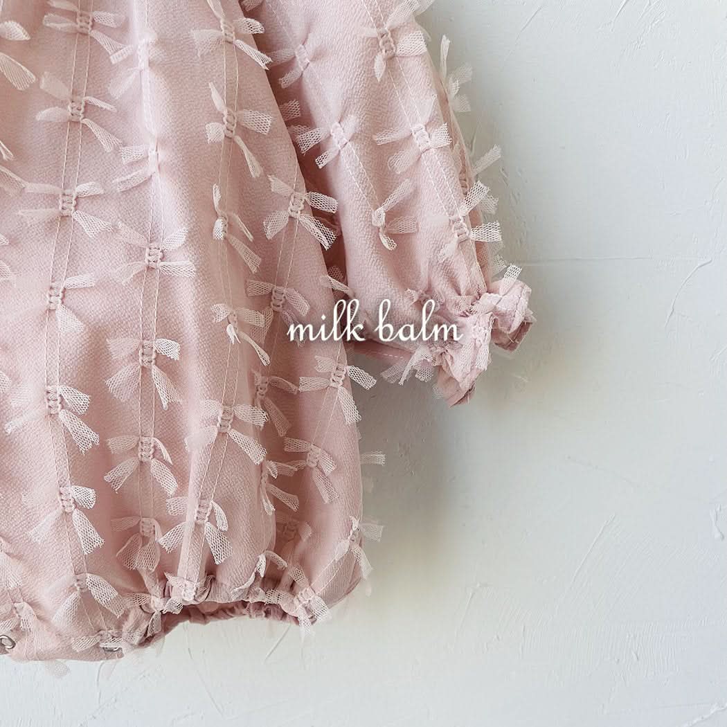 Baby Milk S25 3D Bows Lace Romper (3 - 18m) - Pink kids outfit