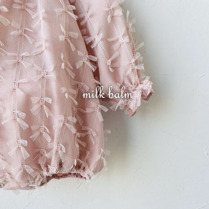 Baby Milk S25 3D Bows Lace Romper (3 - 18m) - Pink kids outfit