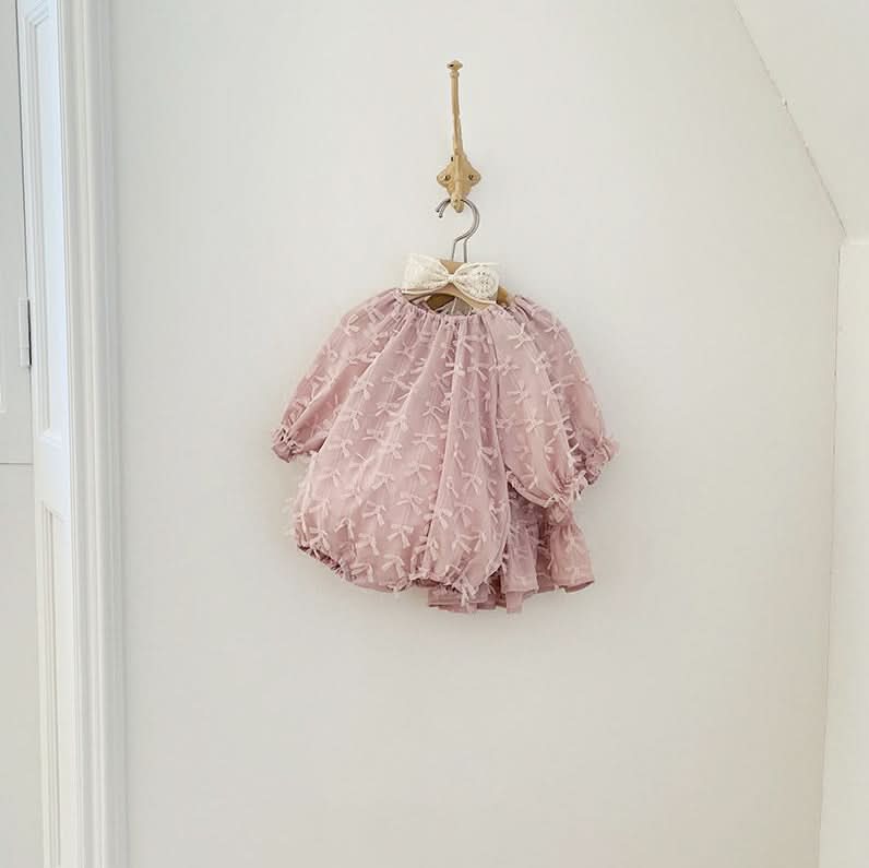 Baby Milk S25 3D Bows Lace Romper (3 - 18m) - Pink kids outfit