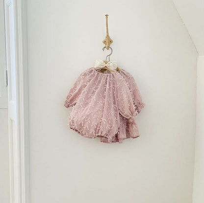 Baby Milk S25 3D Bows Lace Romper (3 - 18m) - Pink kids outfit