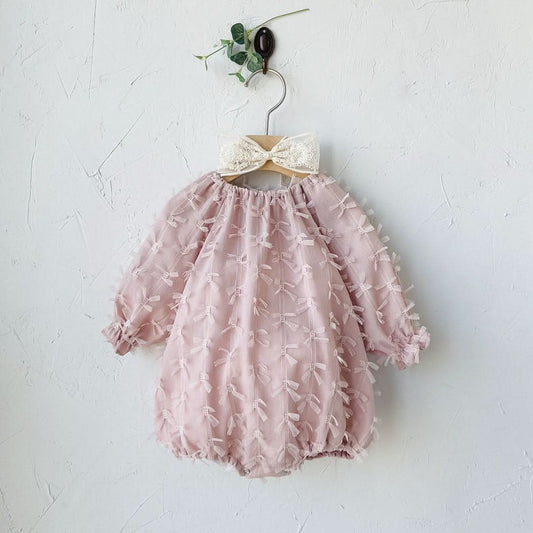 Baby Milk S25 3D Bows Lace Romper (3 - 18m) - Pink kids outfit