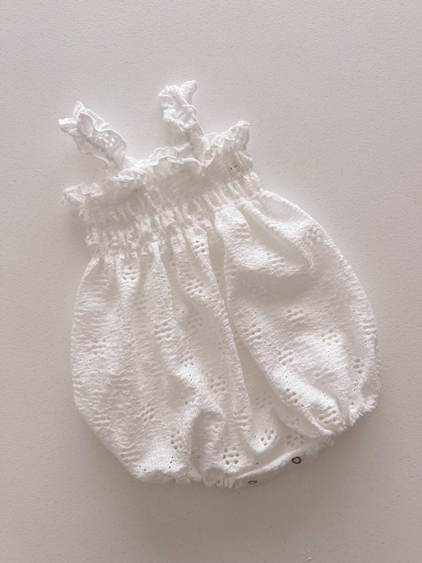 Baby Milk SS25 Eyelet Frill Strap Smocked Bubble Romper (3 - 18m) - 2 Colors kids outfit