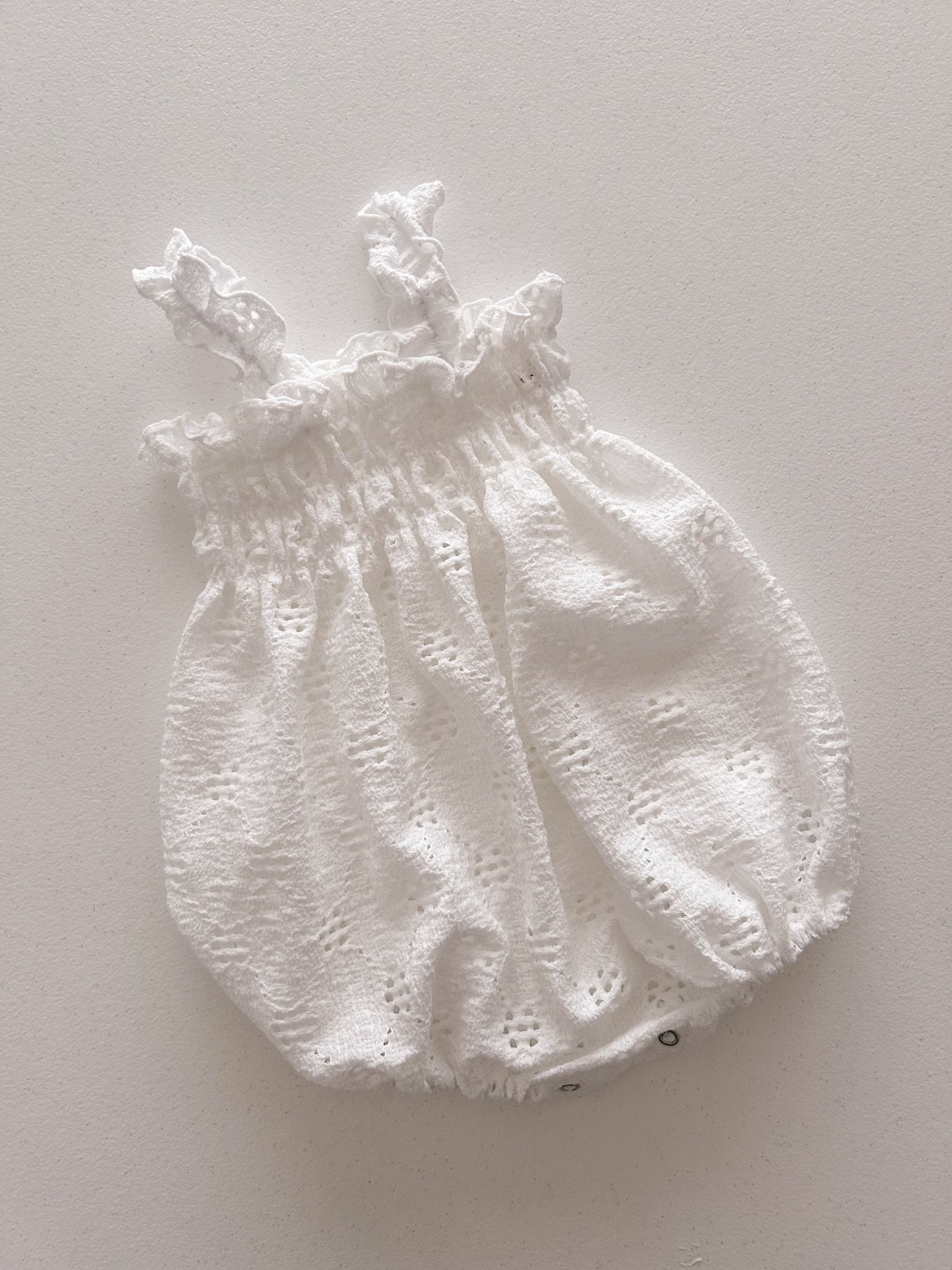Baby Milk SS25 Eyelet Frill Strap Smocked Bubble Romper (3 - 18m) - 2 Colors kids outfit