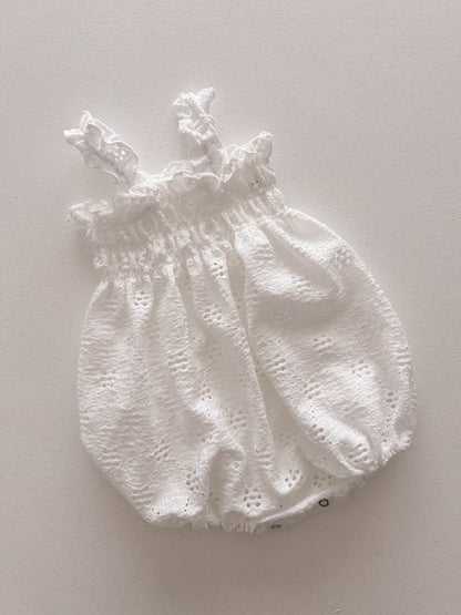 Baby Milk SS25 Eyelet Frill Strap Smocked Bubble Romper (3 - 18m) - 2 Colors kids outfit