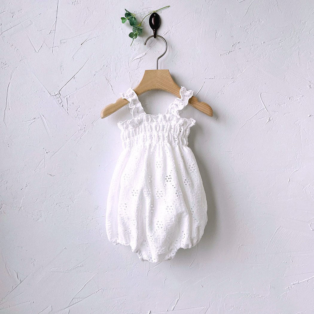 Baby Milk SS25 Eyelet Frill Strap Smocked Bubble Romper (3 - 18m) - 2 Colors kids outfit