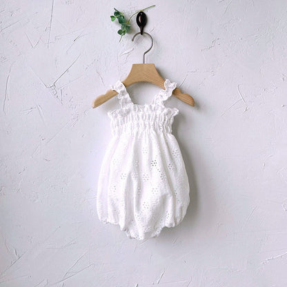 Baby Milk SS25 Eyelet Frill Strap Smocked Bubble Romper (3 - 18m) - 2 Colors kids outfit