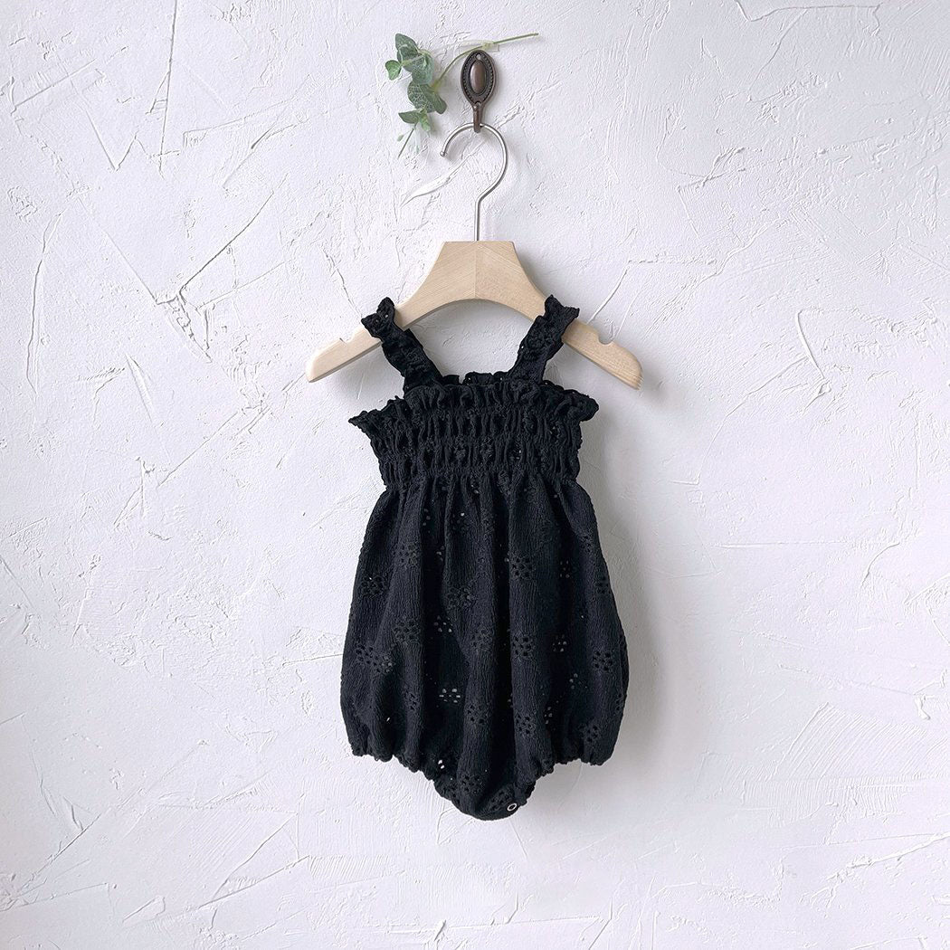Baby Milk SS25 Eyelet Frill Strap Smocked Bubble Romper (3 - 18m) - 2 Colors kids outfit