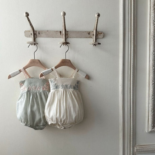 Baby Monbebe Aria Floral Embroidery Bodice Bubble Romper (3 - 24m) - 2 Colors kids outfit