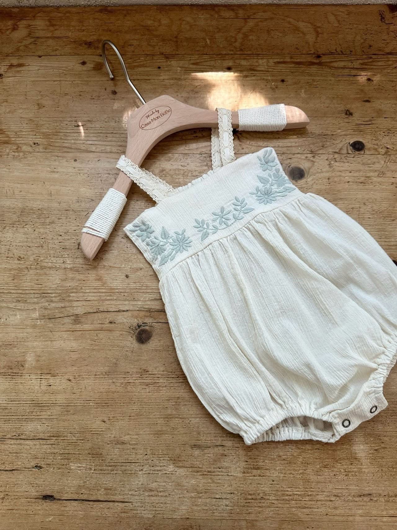 Baby Monbebe Aria Floral Embroidery Bodice Bubble Romper (3 - 24m) - 2 Colors kids outfit