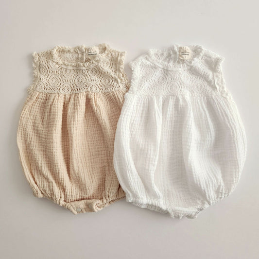Baby Monbebe Crochet Sleeveless Bubble Romper (3 - 18m) - 2 Colors kids outfit