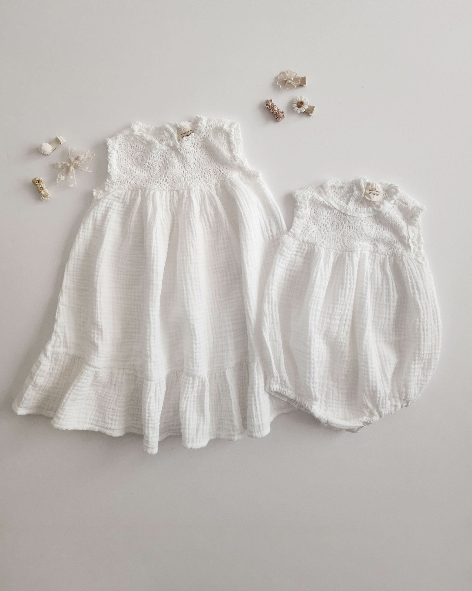 Baby Monbebe Crochet Sleeveless Bubble Romper (3 - 18m) - 2 Colors kids outfit