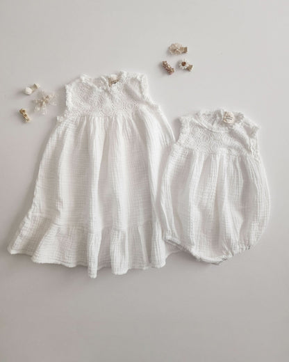 Baby Monbebe Crochet Sleeveless Bubble Romper (3 - 18m) - 2 Colors kids outfit
