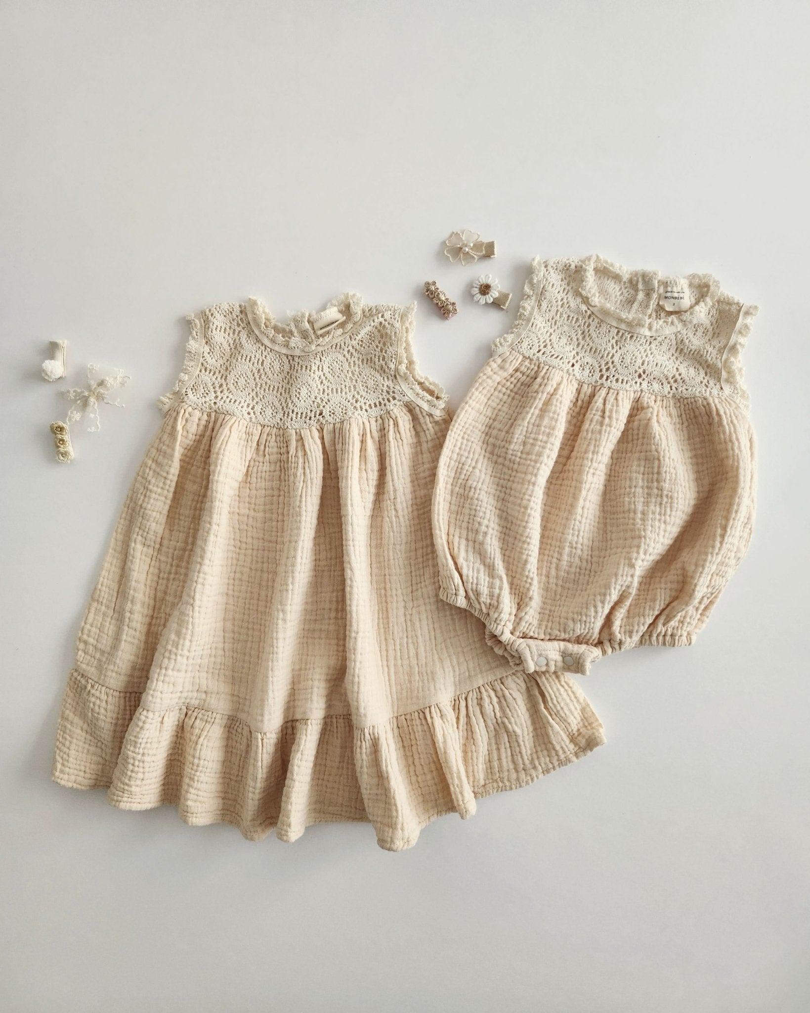 Baby Monbebe Crochet Sleeveless Bubble Romper (3 - 18m) - 2 Colors kids outfit