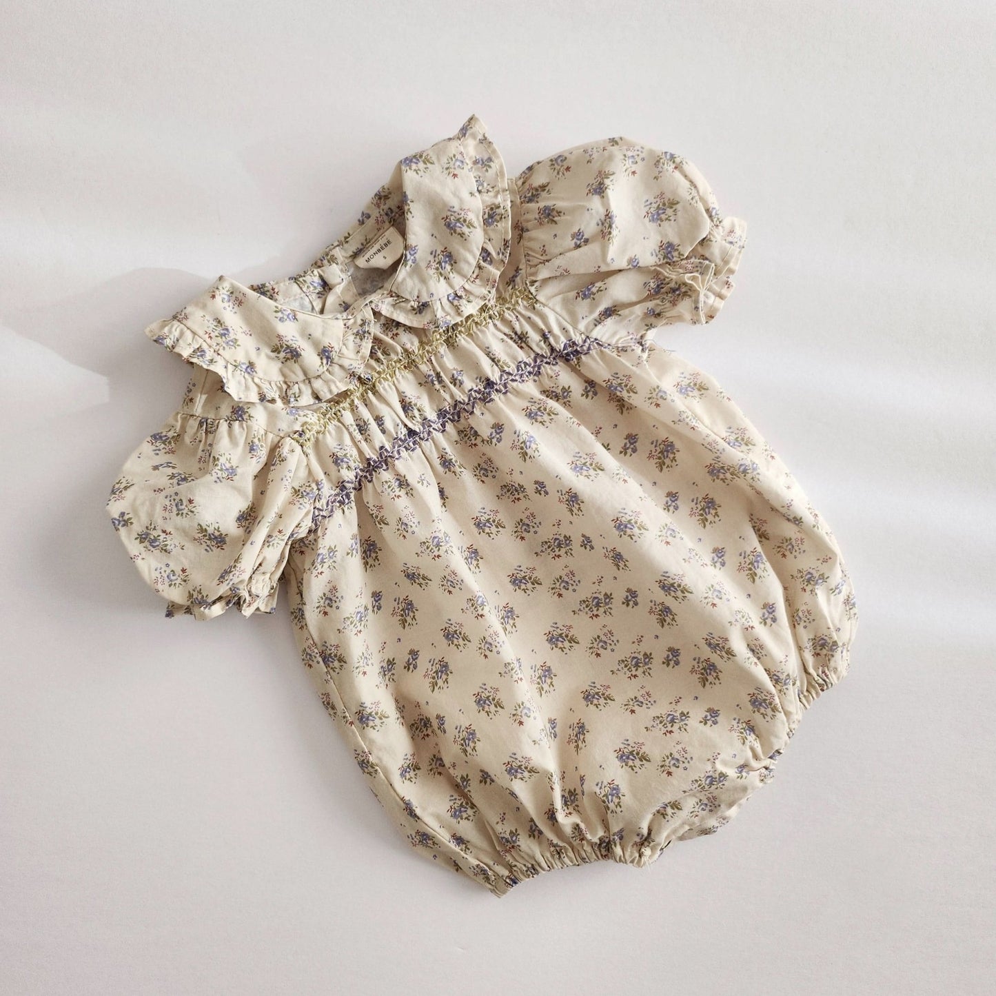 Baby Monbebe Leah Smocked Bodice Romper (3 - 24m) - 2 Colors kids outfit