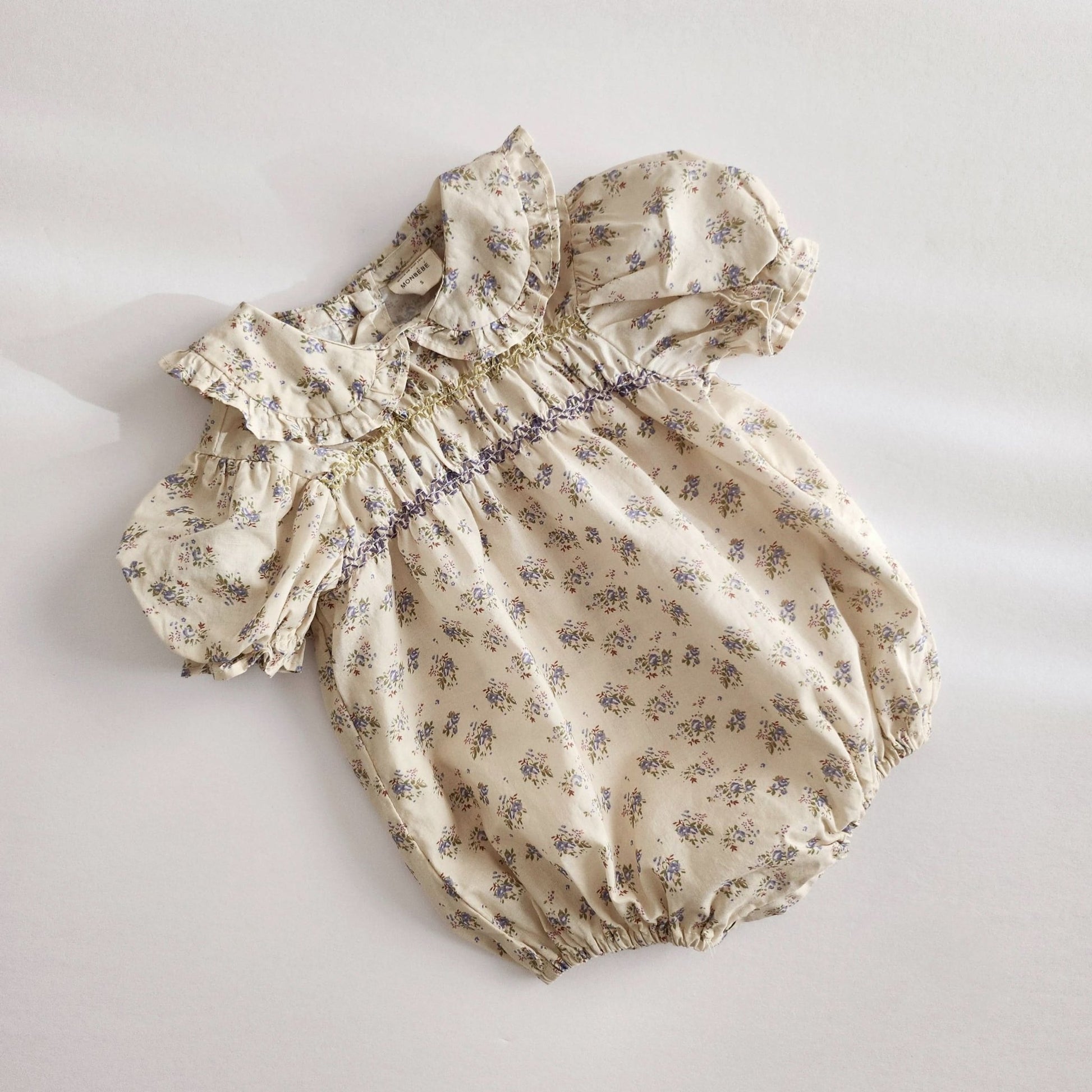 Baby Monbebe Leah Smocked Bodice Romper (3 - 24m) - 2 Colors kids outfit