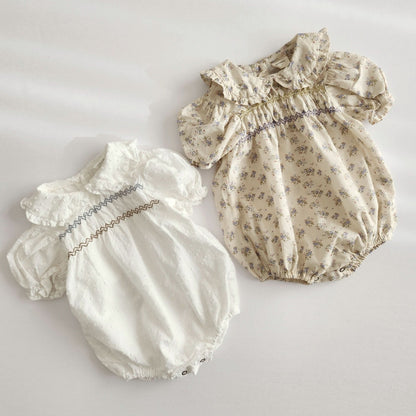 Baby Monbebe Leah Smocked Bodice Romper (3 - 24m) - 2 Colors kids outfit