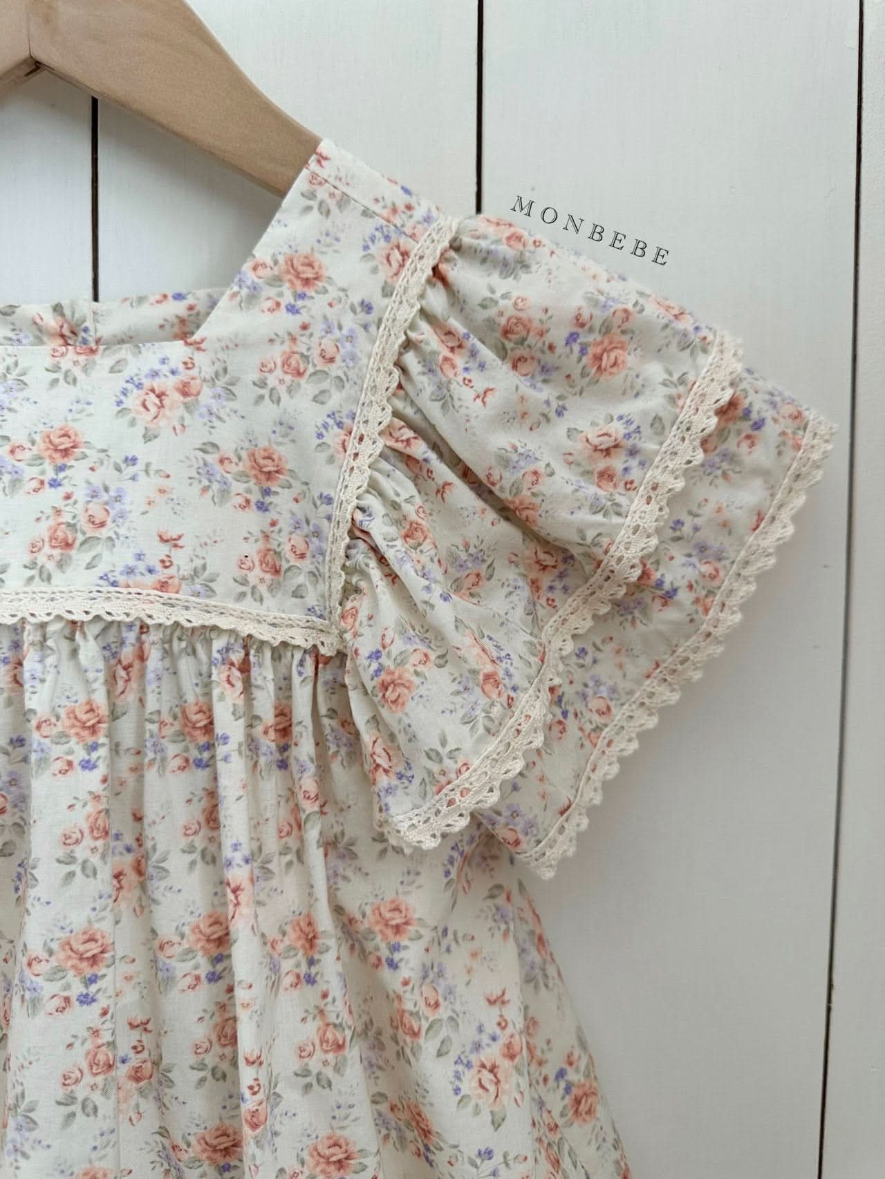 Baby Monbebe Ruffle Short Sleeve Bubble Romper (3 - 24m) - Orange Floral kids outfit