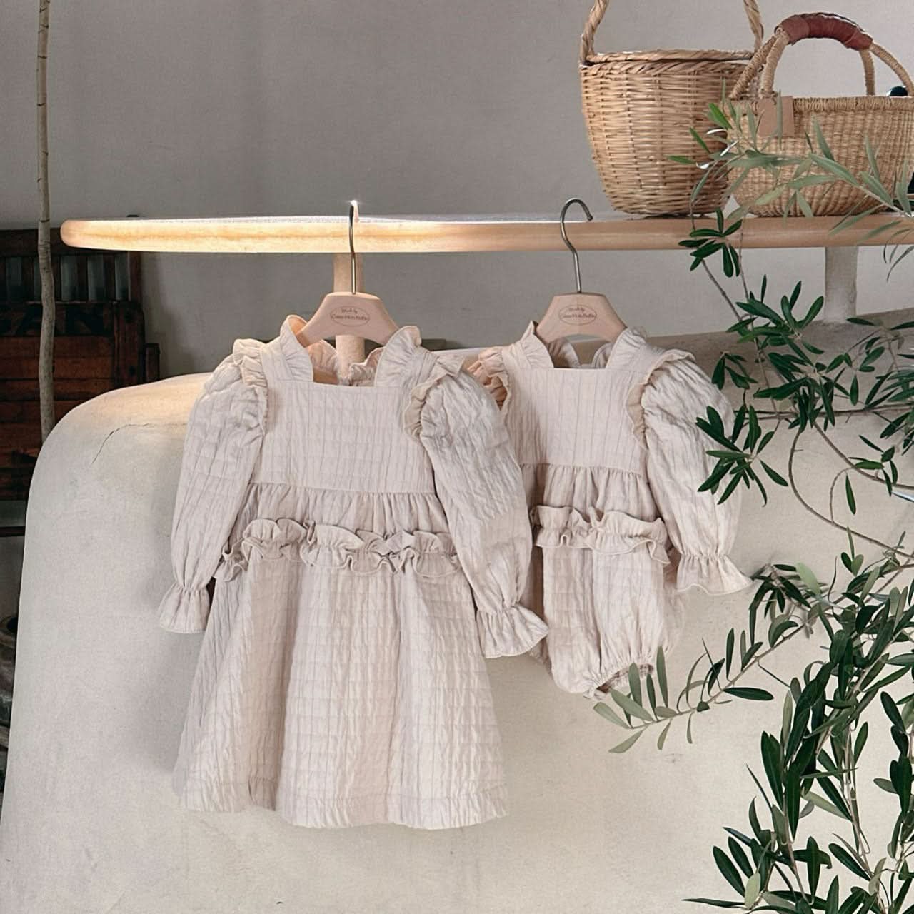Baby Monbebe S25 Ruffle Detail Quilted Romper (3 - 24m) - 2 Colors kids outfit