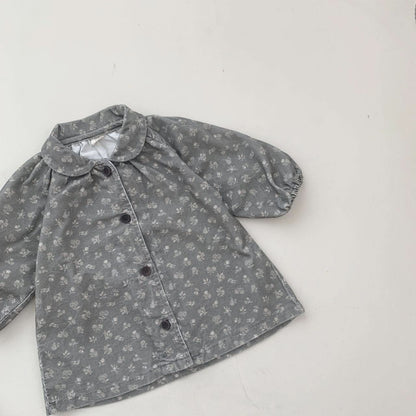 Baby Peter Pan Collar Floral Print Corduroy Dress (8 - 24m) - 2 Colors kids outfit