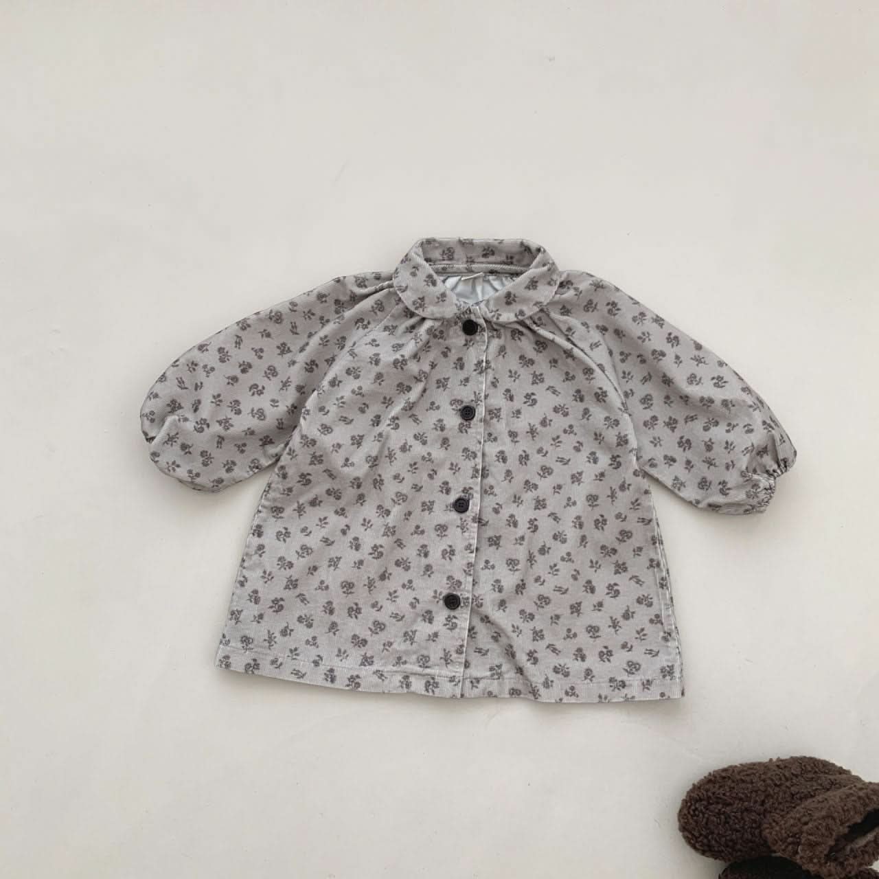 Baby Peter Pan Collar Floral Print Corduroy Dress (8 - 24m) - 2 Colors kids outfit