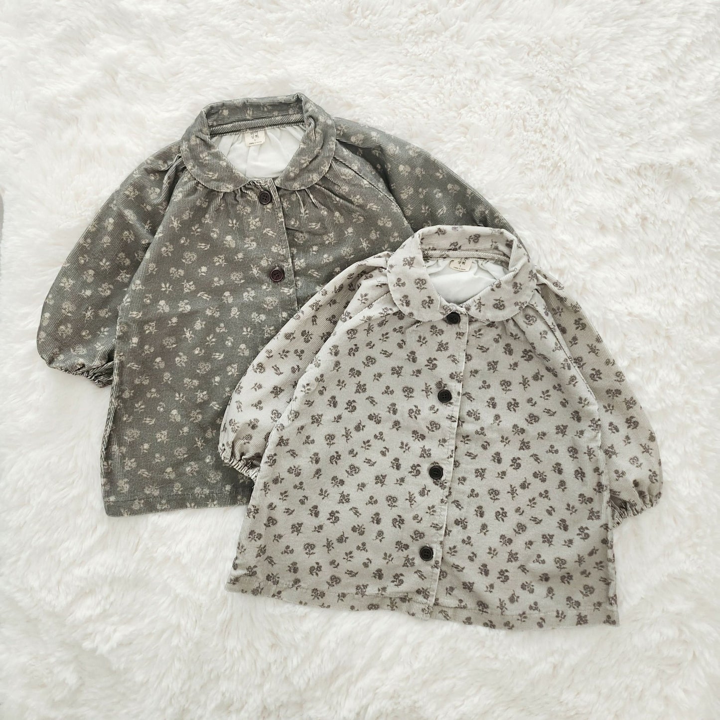 Baby Peter Pan Collar Floral Print Corduroy Dress (8 - 24m) - 2 Colors kids outfit