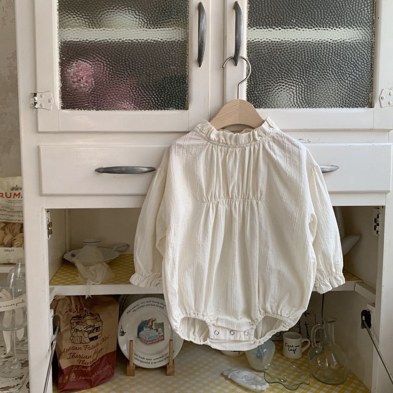 Baby Pintuck Bubble Romper (3 - 18m) - Ivory kids outfit