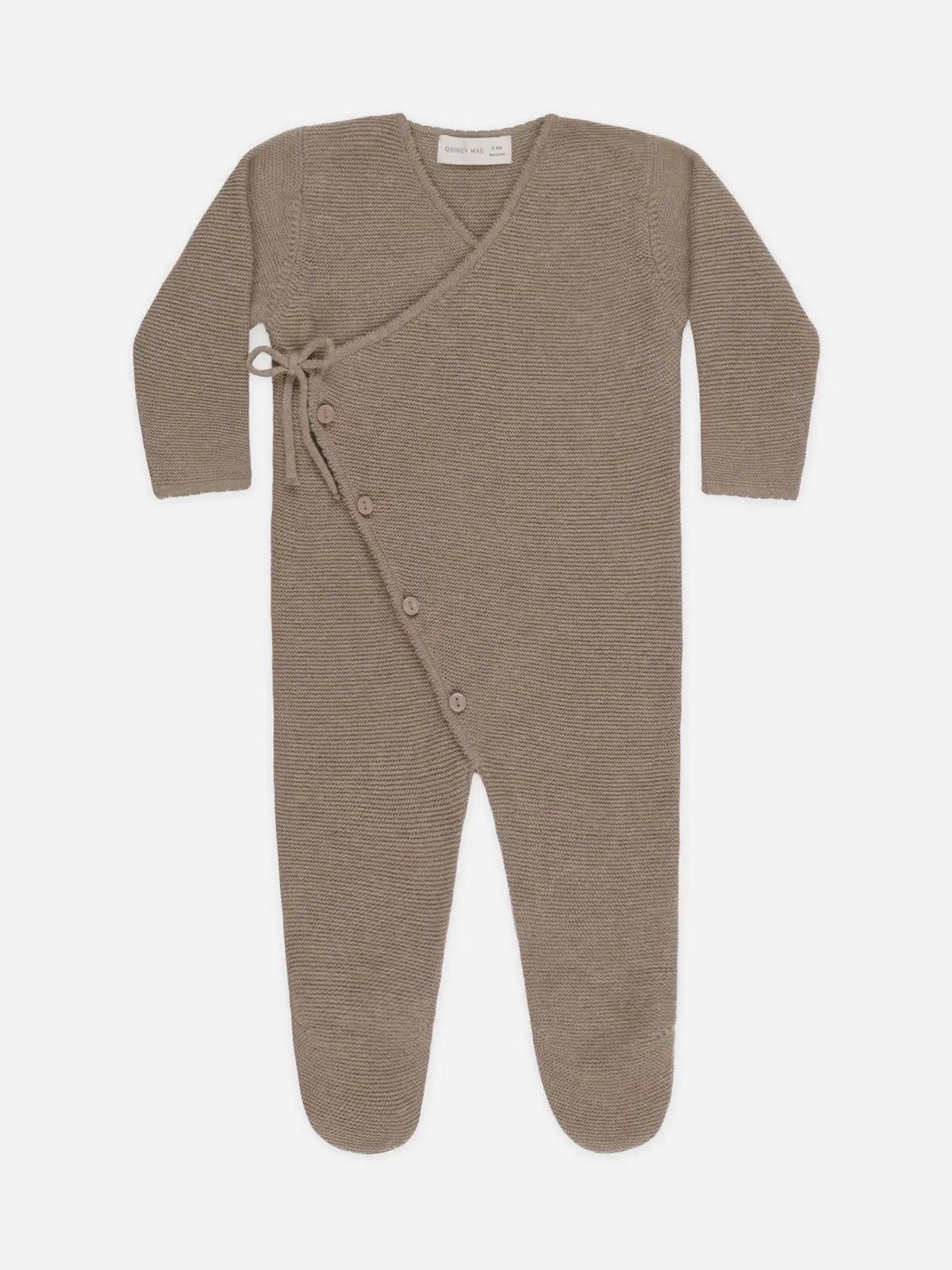 Baby Quincy Mae Wrap Knit Footie Heathered Mocha (3-12m) - Mocha kids outfit