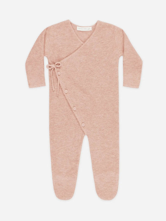 Baby Quincy Mae Wrap Knit Footie Heathered Rose (3-12m) - Rose kids outfit