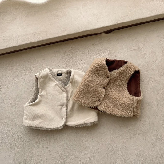 Baby Reversible Corduroy Sherpa Vest (3 - 18m) - 2 Colors kids outfit