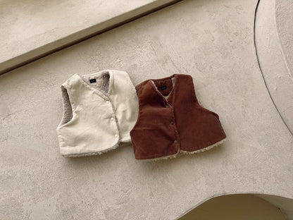 Baby Reversible Corduroy Sherpa Vest (3 - 18m) - 2 Colors kids outfit