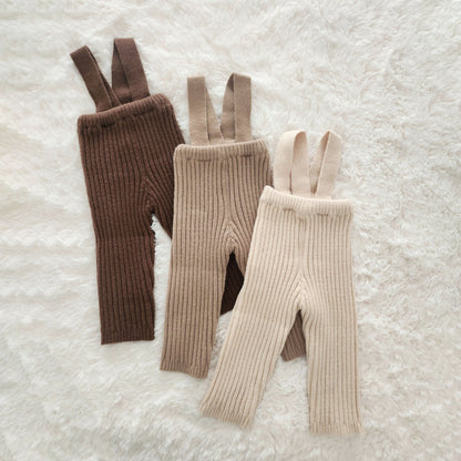 Baby Rib - Knit Suspender Pants (8 - 24m) - 3colors kids outfit