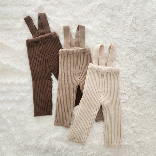 Baby Rib - Knit Suspender Pants (8 - 24m) - 3colors kids outfit