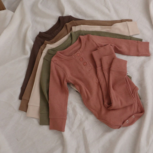 Baby Ribbed Bodysuit and Pants Set (3 - 12m) - 5 Colors kids outfit
