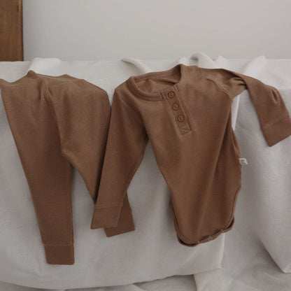 Baby Ribbed Bodysuit and Pants Set (3 - 12m) - 5 Colors kids outfit