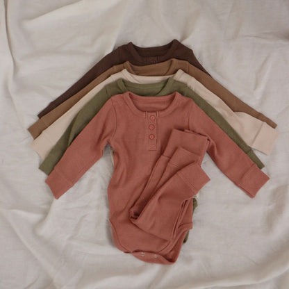 Baby Ribbed Bodysuit and Pants Set (3 - 12m) - 5 Colors kids outfit