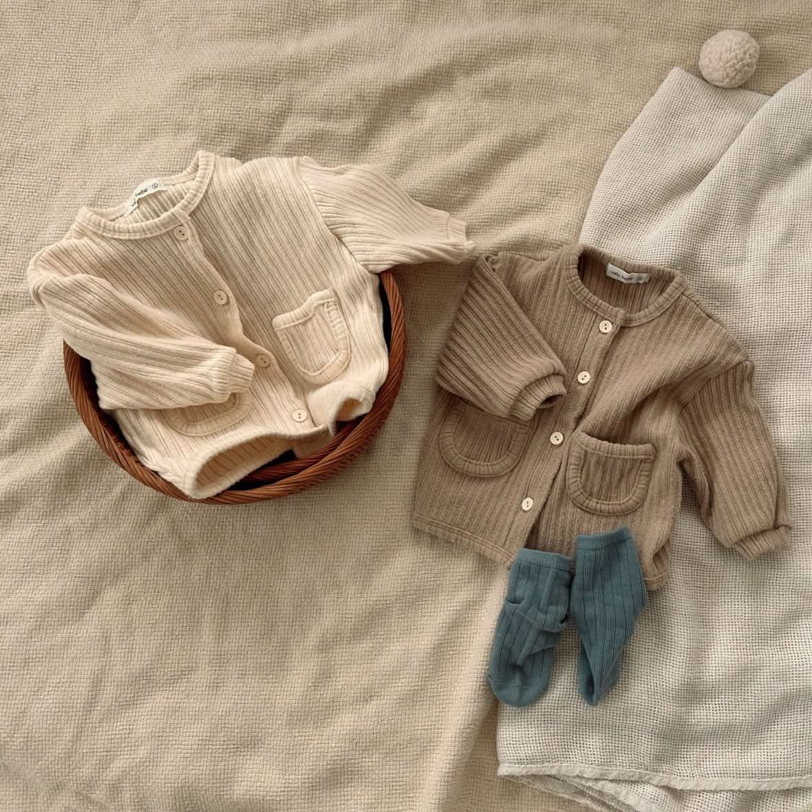 Baby Ribbed Pocket Cardigan (3 - 18m) - 2 Colors kids outfit