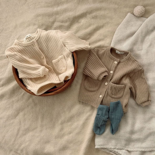 Baby Ribbed Pocket Cardigan (3 - 18m) - 2 Colors kids outfit