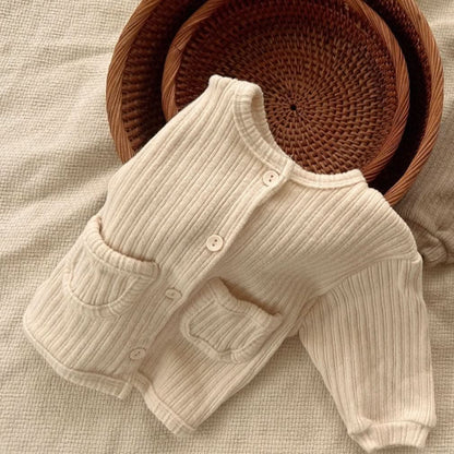 Baby Ribbed Pocket Cardigan (3 - 18m) - 2 Colors kids outfit