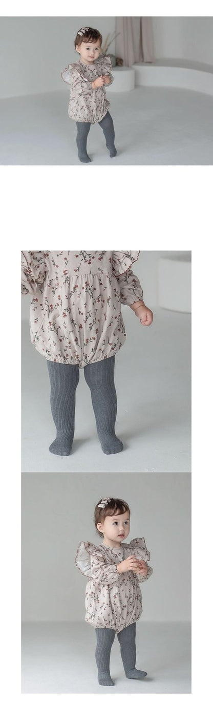 Baby Ribbed Tights (0 - 24m) - Charcoal kids outfit