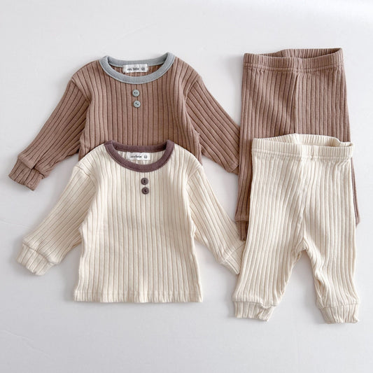 Baby Ribbed Top and Pants Set (3 - 18m) - 2 Colors kids outfit
