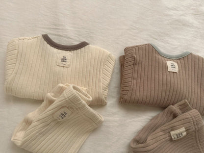 Baby Ribbed Top and Pants Set (3 - 18m) - 2 Colors kids outfit