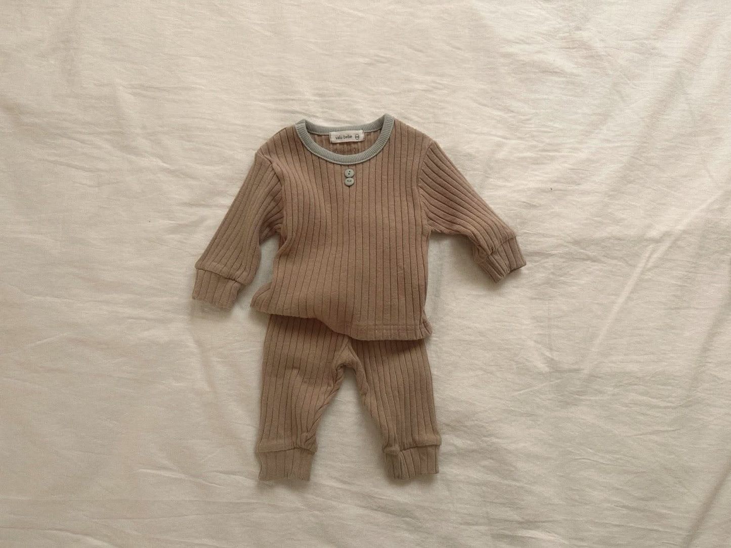 Baby Ribbed Top and Pants Set (3 - 18m) - 2 Colors kids outfit