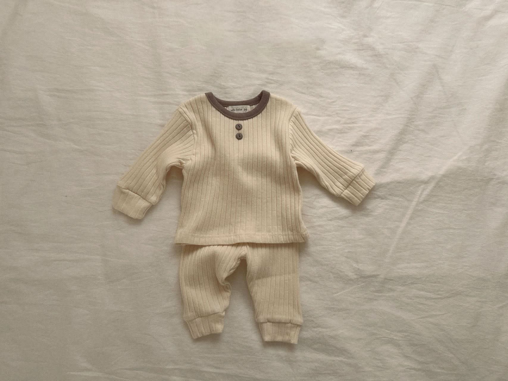 Baby Ribbed Top and Pants Set (3 - 18m) - 2 Colors kids outfit