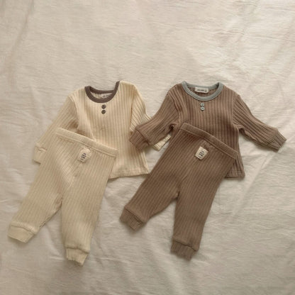 Baby Ribbed Top and Pants Set (3 - 18m) - 2 Colors kids outfit