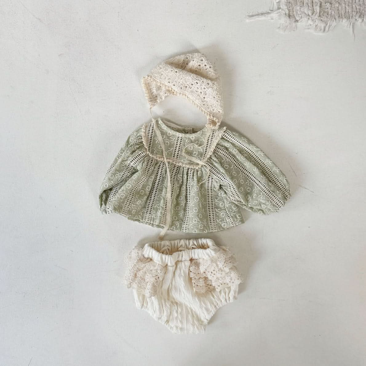 Baby S25 Floral Eyelet Long Sleeve Top (3 - 18m) - 2 Colors kids outfit