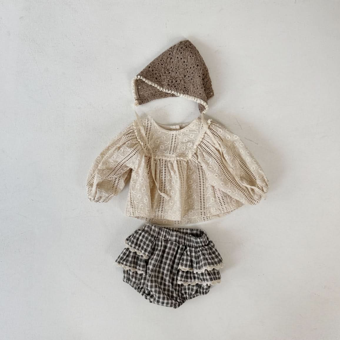 Baby S25 Floral Eyelet Long Sleeve Top (3 - 18m) - 2 Colors kids outfit