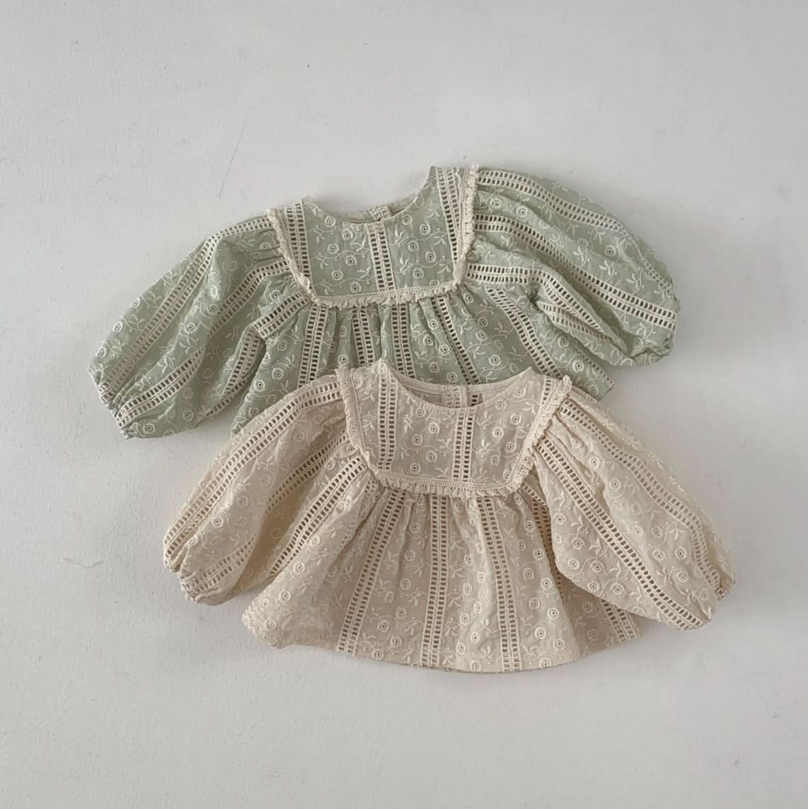 Baby S25 Floral Eyelet Long Sleeve Top (3 - 18m) - 2 Colors kids outfit